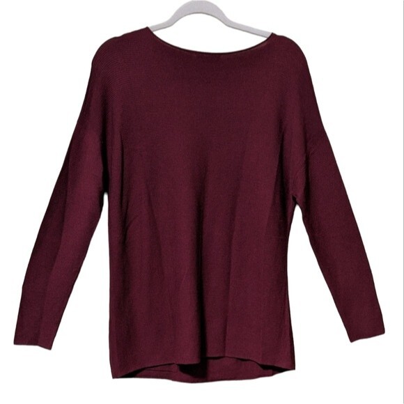 Lafayette 148 NY pull over textured ribbed wine colored patch pocket tun… - Picture 2 of 7